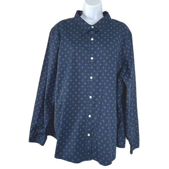 L.L. Bean Wrinkle Free Pinpoint Oxford Shirt 3X Long Sleeve Snowflake TP-2911 - Picture 1 of 8